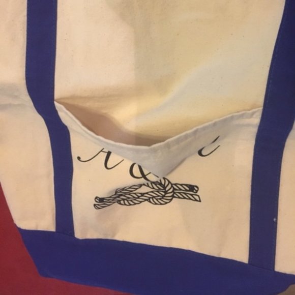 "A & A" Initialed Nautical Personalized Canvas Tote Travel Beach Shopping Bag - Picture 3 of 10